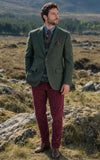 Green Herringbone Tweed & Wine Red Corduroy 2 Piece Suit