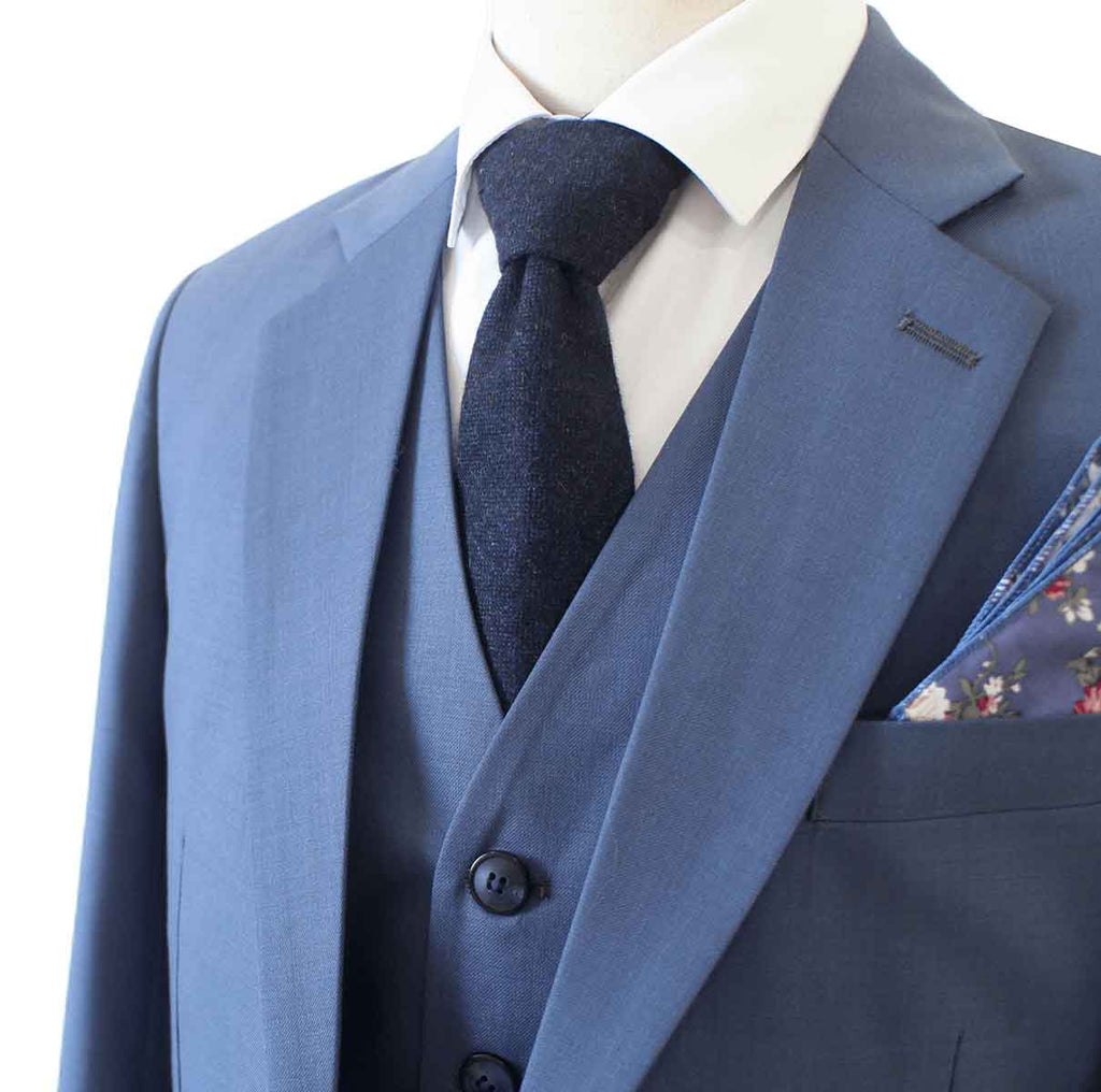 Grey Blue Worsted 3 Piece Suit Grey Blue Worsted 3 Piece Suit