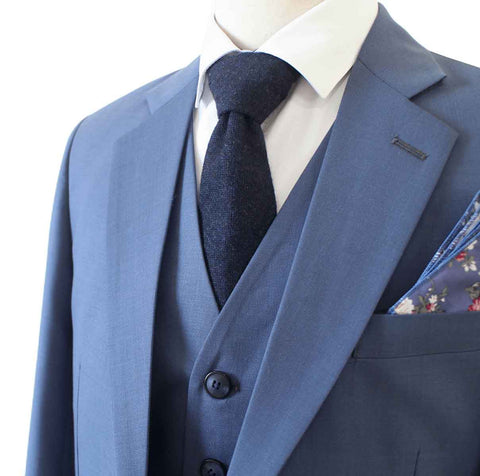 GREY BLUE WORSTED 3 PIECE SUIT