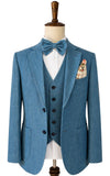 Grey Blue Denim 3 Piece Suit