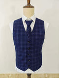 NAVY MELANGE CHECK 3 PIECE SUIT