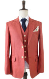 ORANGE RED LINEN 3 PIECE SUIT