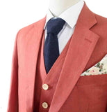 ORANGE RED LINEN 3 PIECE SUIT