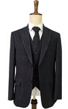 CHARCOAL MELANGE PINSTRIPE 3 PIECE SUIT
