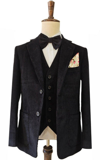BLACK CORDUROY 3 PIECE SUIT