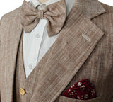 Light Brown Herringbone Cotton Linen 3 Piece Suit