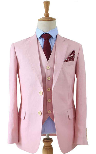 Pink Linen 3 Piece Suit