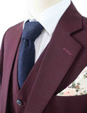 WINE RED BIRDSEYE WORSTED 3 PIECE SUIT