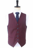 WINE RED BIRDSEYE WORSTED 3 PIECE SUIT