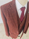 BROWN RED HERRINGBONE TWEED 3 PIECE SUIT