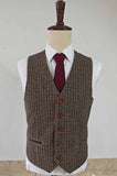BROWN HOUNDSTOOTH TWEED 3 PIECE SUIT