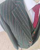 GREEN ORANGE PINSTRIPE TWEED 3 PIECE SUIT