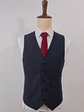 Dark Blue Tencel Linen 3 Piece Suit