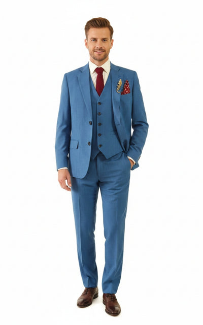 BLUE TENCEL LINEN 3 PIECE SUITS