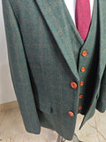 GREEN OVERCHECK PLAID 3 PIECE SUIT