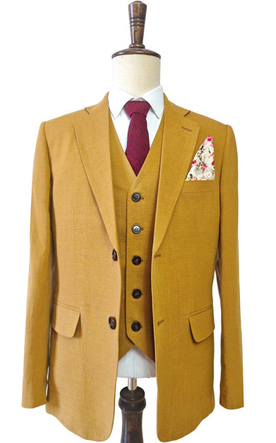 LIGHT BROWN TENCEL LINEN 3 PIECE SUITS