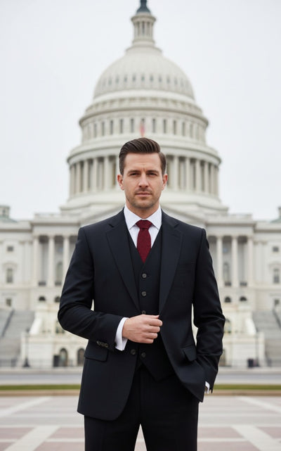 CLASSIC BLACK WORSTED 3 PIECE SUIT