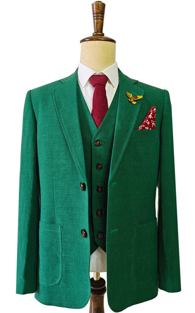 GREEN TENCEL LINEN 3 PIECE SUITS