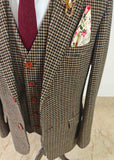 BROWN HOUNDSTOOTH TWEED 3 PIECE SUIT