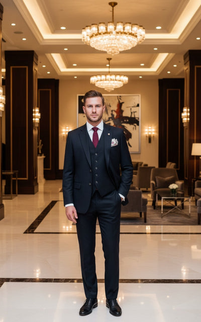 BLACK 3 PIECE LINEN SUIT