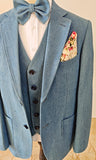GREY BLUE DENIM 3 PIECE SUIT