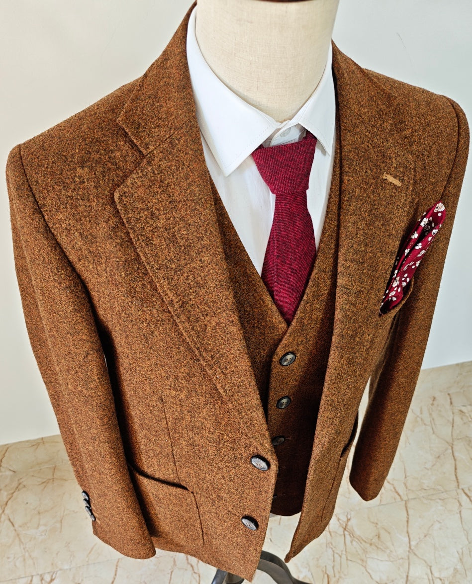 brown Harris Tweed 3 piece suit | BDtailormade