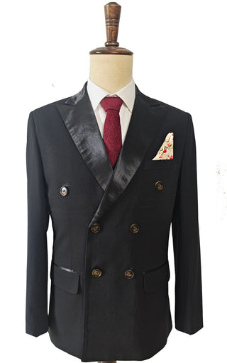 BLACK TUXEDO TENCEL WOOL 3 PIECE SUIT