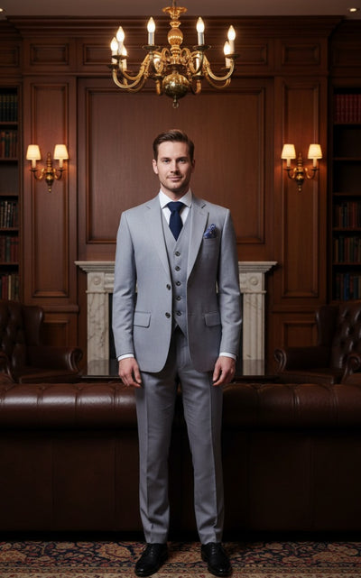 GRAY 3 PIECE LINEN SUIT