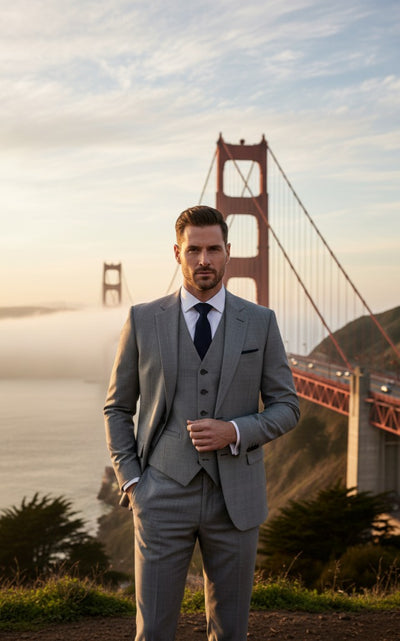 LIGHT GREY PRINCE OF WALES CHECK SUIT