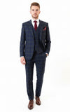 NAVY GREEN PLAID WORSTED 3 PIECE SUIT