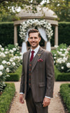GRAY BROWN PINSTRIPE TWEED 3 PIECE SUIT