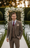 BROWN HOUNDSTOOTH TWEED 3 PIECE SUIT