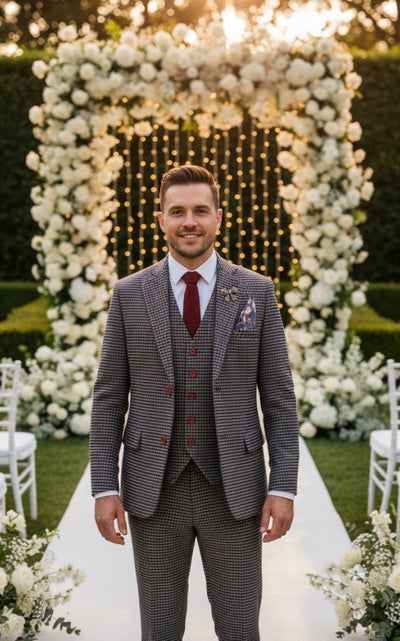 GREY HOUNDSTOOTH TWEED 3 PIECE SUIT