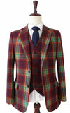 RAINBOW RED PLAID TWEED 2 PIECE SUIT