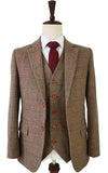 BDtailormade BROWN HERRINGBONE TWEED 2 PIECE SUIT - BDtailormade TWEED SUITStweedmaker hockerty menstweedsuit