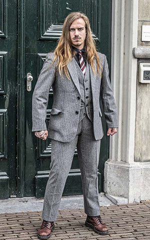 Brown Pinstripe Tweed Suit