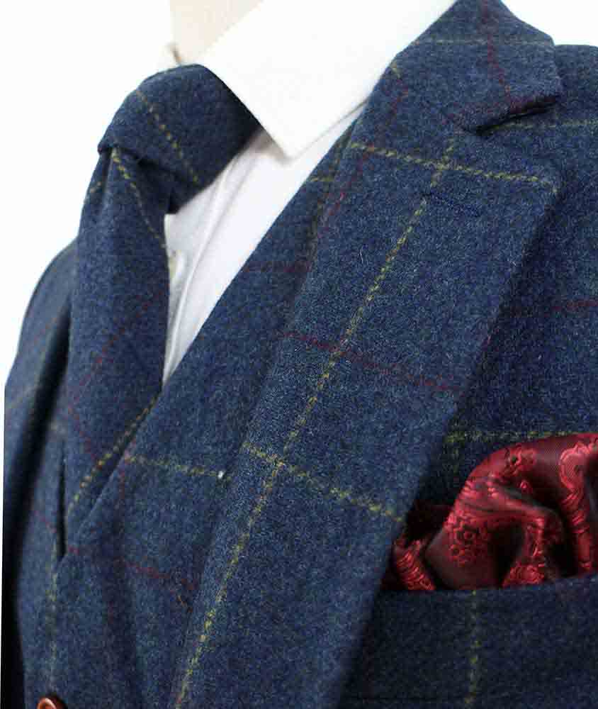 BLUE OVERCHECK PLAID TWEED 2 PIECE SUIT丨FREE SHIPPING丨BDtailormade