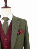 BDtailormade OLIVE GREEN PLAID TWEED 2 PIECE SUIT - BDtailormade TWEED SUITStweedmaker hockerty menstweedsuit