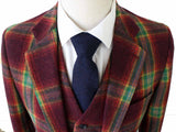 BDtailormade RAINBOW RED PLAID TWEED 2 PIECE SUIT - BDtailormade TWEED SUITStweedmaker hockerty menstweedsuit