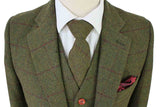 BDtailormade OLIVE GREEN PLAID TWEED 2 PIECE SUIT - BDtailormade TWEED SUITStweedmaker hockerty menstweedsuit