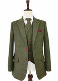 BDtailormade OLIVE GREEN PLAID TWEED 2 PIECE SUIT - BDtailormade TWEED SUITStweedmaker hockerty menstweedsuit