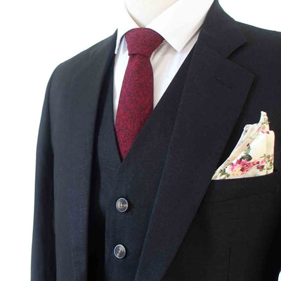 BLACK 3 PIECE LINEN SUIT - BDtailormade