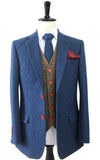 BLUE HERRINGBONE MIX & MATCH TWEED 3 PIECE SUIT