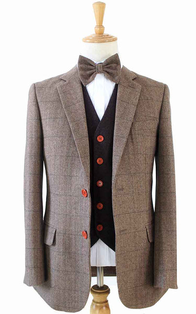 BDtailormade BROWN HERRINGBONE MIX & MATCH TWEED 3 PIECE SUIT - BDtailormade TWEED SUITStweedmaker hockerty menstweedsuit