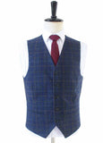 BLUE BEIGE WINDOWPANE CHECK TWEED 3 PIECE SUIT