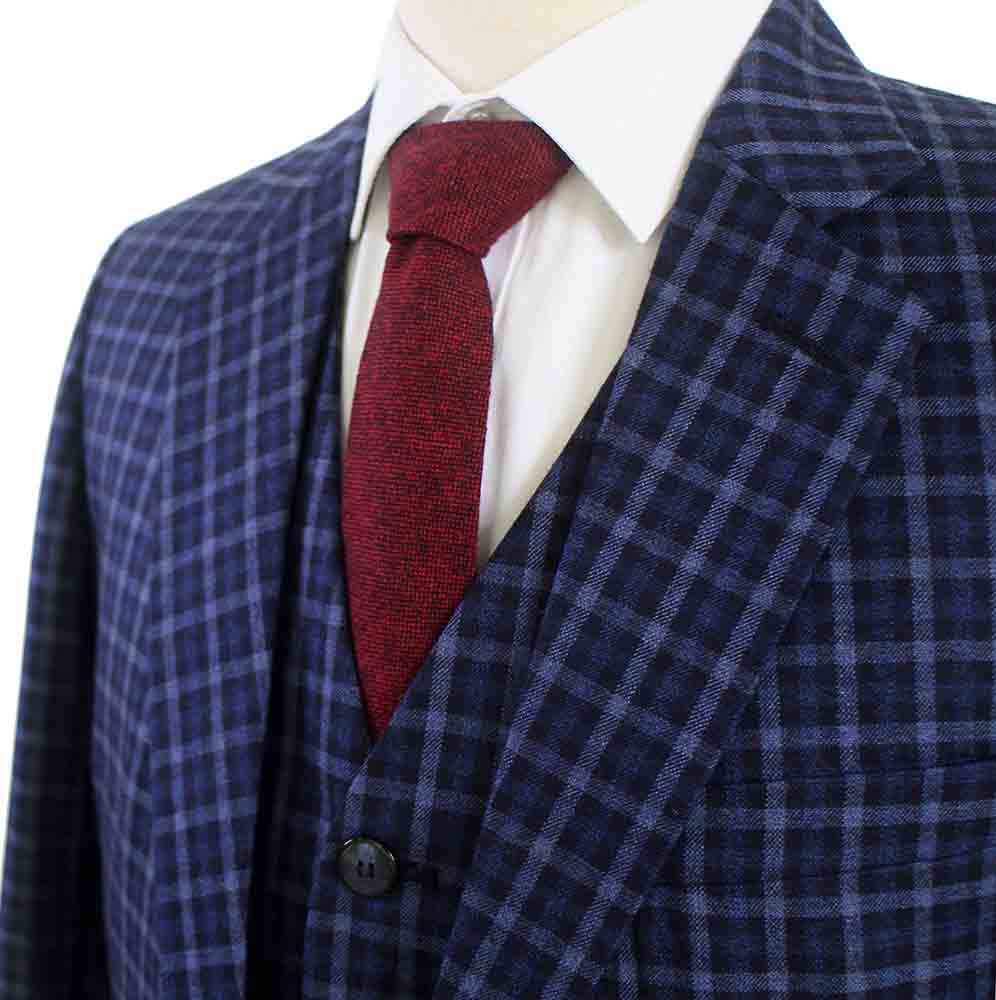 BDtailormade BLUE GINGHAM WORSTED 3 PIECE SUIT - BDtailormade Worsted Suittweedmaker hockerty menstweedsuit