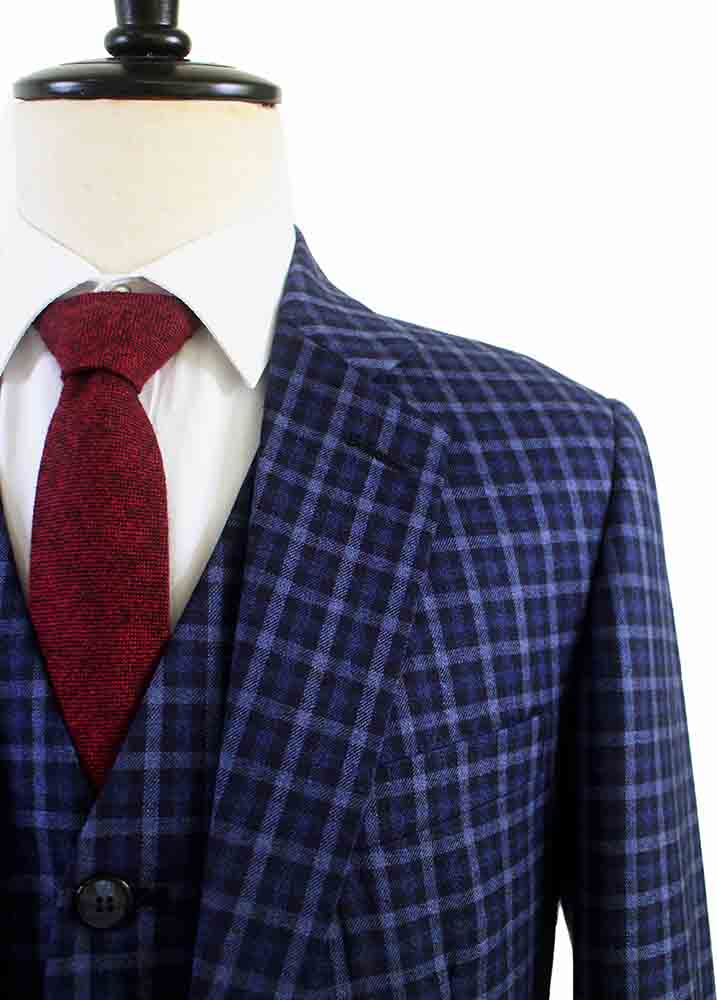 BDtailormade BLUE GINGHAM WORSTED 3 PIECE SUIT - BDtailormade Worsted Suittweedmaker hockerty menstweedsuit
