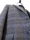 BROWN BEIGE WINDOWPANE HERRINGBONE TWEED 3 PIECE SUIT