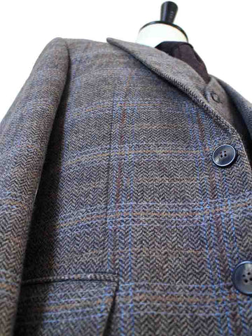 BROWN BEIGE WINDOWPANE HERRINGBONE TWEED 3 PIECE SUIT - BDtailormade