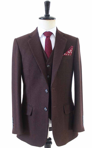 Brown Twill Tweed 3 Piece Suit